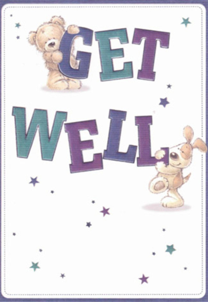 This card embodies the essence of gentle encouragement, perfectly suited for a thoughtful gesture across Southgate's close-knit community. The two cheerful illustrated friends-a big, endearing bear whose caramel hues radiate warmth, and a playful puppy with velvety ears and a lively spirit-join hands to embrace the bold, confident 'Get Well' message at the card's center. Their rounded shapes and textured fur offer a tactile sense of comfort akin to wrapping a soft scarf around your shoulders on a chilly day along Waterfall Road. Sprinkled among them are playful stars in purples and aquas, fluttering across the scene as if scattering well-wishes through the local air. The dynamic composition is grounded in the artistry of strong, uplifting typography, the letters shaded to pop with cheerful energy against a luminous cream-white background. As a local florist who hand-ties Southgate's freshest blooms for every occasion, I recognise the same mindfulness and intention in these illustrations as when weaving together a bouquet designed to heal and encourage. Every brushstroke and burst of colour brings a tangible sense of calm and hope, transforming a simple card into a heartfelt statement-an emotional embrace we often send alongside flowers to brighten a loved one's recovery journey across Southgate. The overall feeling is one of warmth, positivity, and genuine care-a perfect blend of artistic style and nurturing intent to lift anyone's spirits, young or old.